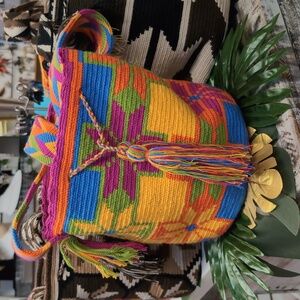 Indigenous Colombian Mochila, handmade cross shoulder bags.